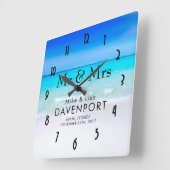 ターコイズの海の結婚式の熱帯ビーチ スクエア壁時計 (傾斜)