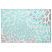 ターコイズの灰色のダリアの花柄の開花の花 ファブリック (ファットクウォーター)