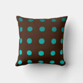 ターコイズの点が付いているブラウンの装飾用クッション クッション (裏面)