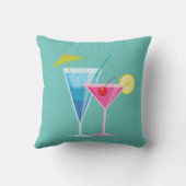 ターコイズの熱帯カクテルの夏の枕 クッション (裏面)
