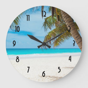 ターコイズの熱帯ビーチ ラージ壁時計