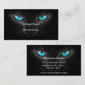 ターコイズの目が付いている黒猫の顔 名刺 (正面/裏面)