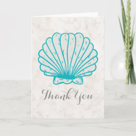 ターコイズの素朴な貝殻の結婚式は感謝していしています サンキューカード