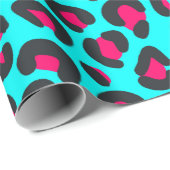 ターコイズの紫色のヒョウのアニマルプリント ラッピングペーパー (ロールコーナー)