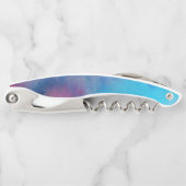 ターコイズの紫色のピンクの抽象芸術の水彩画の洗浄 ソムリエナイフ (正面)