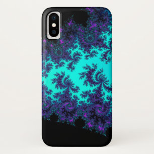 ターコイズの紫色のフラクタルのレースのiPhone Xの箱 iPhone X ケース