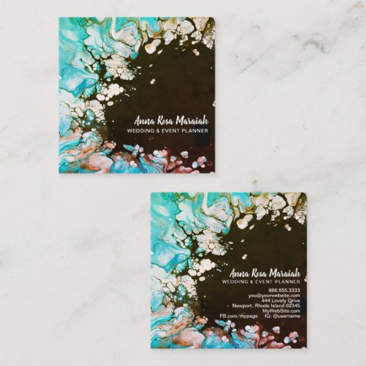*~*ターコイズの結婚美しい抽象芸術ビーチ  スクエア名刺 (正面/裏面)