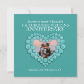 ターコイズの結婚記念日 11周年 写真 招待状 (正面)