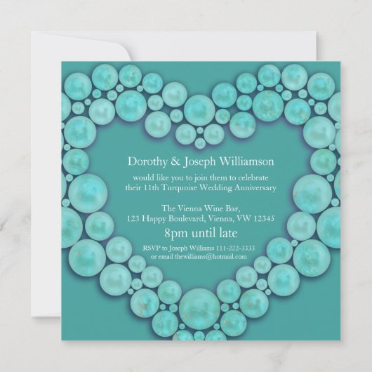 ターコイズの結婚記念日 11年目の写真 招待状 (裏面)
