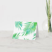 ターコイズの緑の水彩画のやし葉状体 ノートカード (正面)