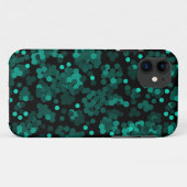 ターコイズの緑の水玉模様パターン(黒) Case-Mate iPhoneケース (裏面(横))
