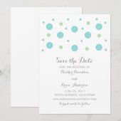 ターコイズの緑の紙吹雪保存日付招待状 セーブザデート (正面/裏面)