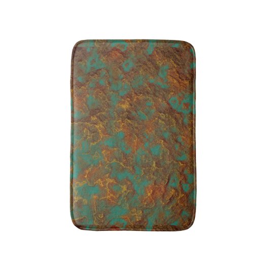 ターコイズの緑の銅の金ゴールドの古さびの石の表面 バスマット (正面縦)