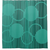 ターコイズの線の付いた円 シャワーカーテン (正面)