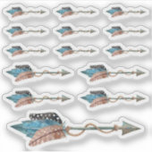 ターコイズの羽素朴羽トライバルアローボホシック シール (正面)