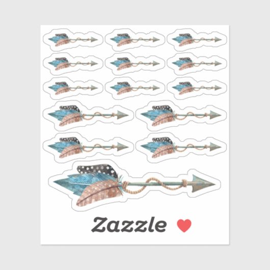 ターコイズの羽素朴羽トライバルアローボホシック シール (シート)