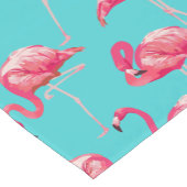 ターコイズの背景のピンクのフラミンゴの鳥 ショートテーブルランナー (コーナー)