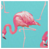 ターコイズの背景のピンクのフラミンゴの鳥 ファブリック (クローズアップ)