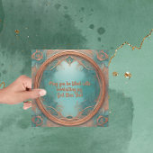 ターコイズの背景の繊細な銅のフレーム シーズンカード