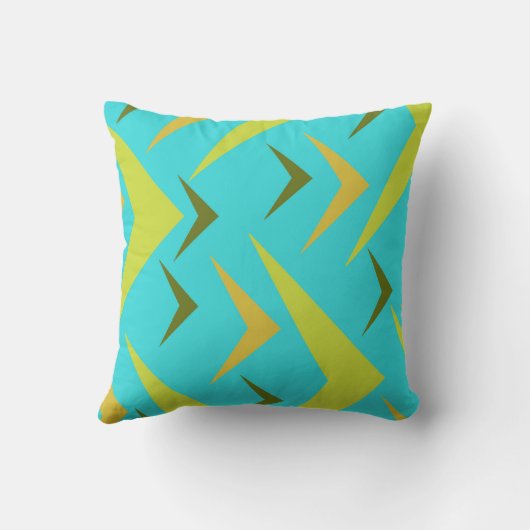 ターコイズの背景（矢印は灰色と黄色） クッション (裏面)