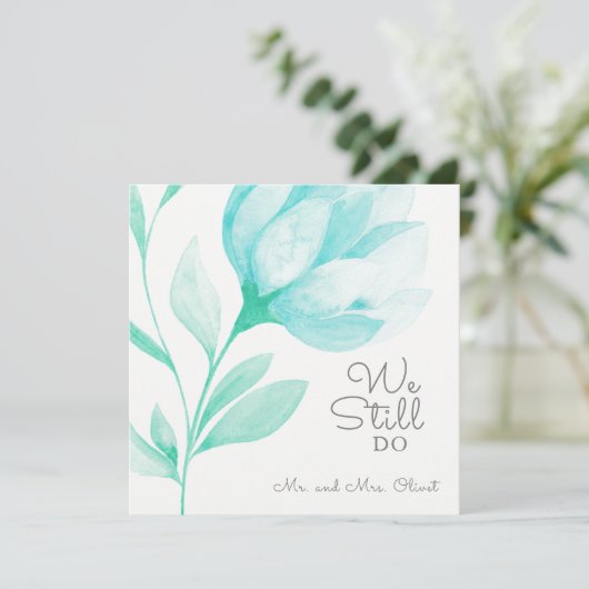 ターコイズの芍薬が誓いの更新を祝福 25周年 招待状 (スタンド正面)