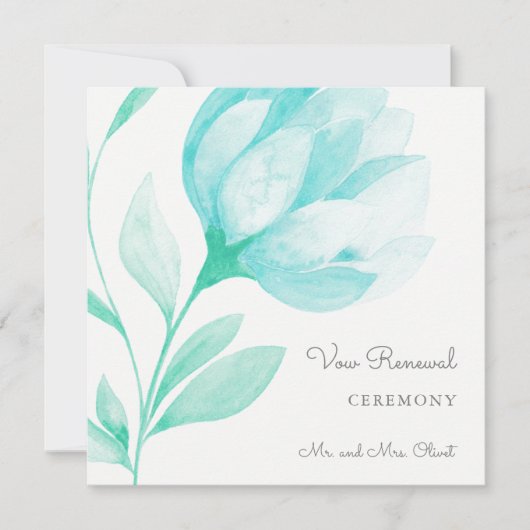 ターコイズの芍薬 誓い更新招待状 招待状 (正面)