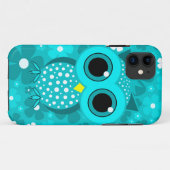 ターコイズの花およびかわいいフクロウ Case-Mate iPhoneケース (裏面(横))
