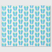 ターコイズの花が咲くフリップフロップ ラッピングペーパー (フラット)