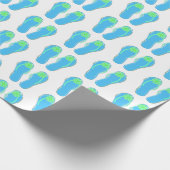 ターコイズの花が咲くフリップフロップ ラッピングペーパー (角)