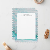 ターコイズの花こう岩の石によって層にされる波のプリント ノートカード (正面/裏面インサイチュ)