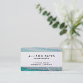 ターコイズの花こう岩の石によって層にされる波のプリント 名刺 (スタンド正面)