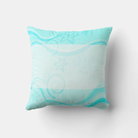 ターコイズの花と渦巻き枕 クッション (裏面)