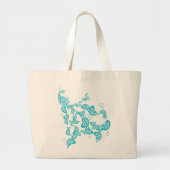 ターコイズの花のペイズリーのBohoの孔雀のカスタムなバッグ ラージトートバッグ (正面)