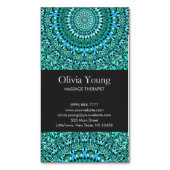 ターコイズの花の曼荼羅 マグネット名刺 (正面縦)
