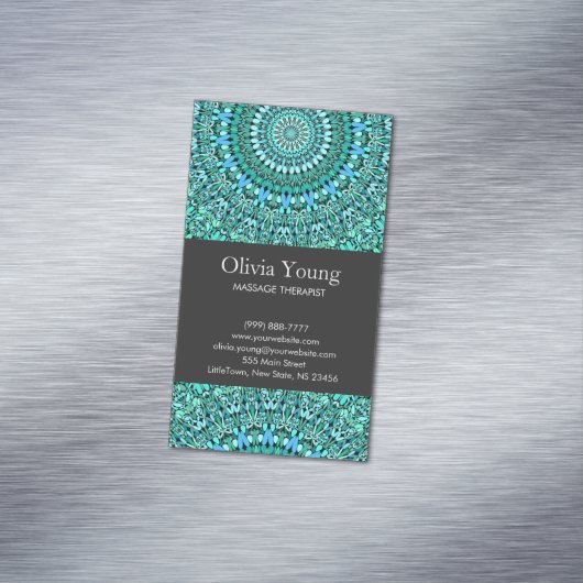 ターコイズの花の曼荼羅 マグネット名刺 (インサイチュ)