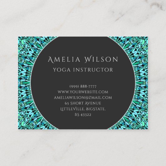 ターコイズの花の曼荼羅 名刺 (裏面)