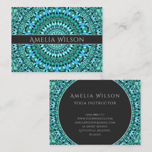 ターコイズの花の曼荼羅 名刺 (正面/裏面)