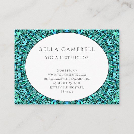 ターコイズの花の曼荼羅 名刺 (裏面)