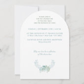 ターコイズの花の紋章モノグラムカソリッ結婚クス 招待状 (裏面)