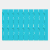 ターコイズの花の落書き ラッピングペーパーシート (正面3)