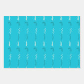 ターコイズの花の落書き ラッピングペーパーシート (正面2)