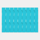 ターコイズの花の落書き ラッピングペーパーシート (正面)