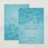 ターコイズの花繁みウェディングレスポンス 出欠カード (正面/裏面)