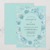 ターコイズの花輪ロマンスウェディング 招待状 (正面/裏面)