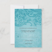 ターコイズの花飾り結婚式返信カード 出欠カード (正面)