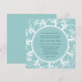ターコイズの華やかな花柄結婚式招待状 招待状 (正面/裏面)
