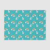 ターコイズの虹のユニコーンのハートの星パターン 薄葉紙 (正面)