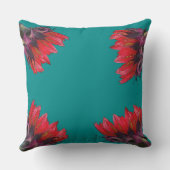 ターコイズの装飾用クッションの赤いヒマワリ クッション (裏面)