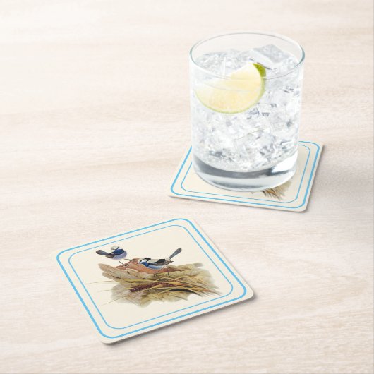 ターコイズの見事なウォーブラー スクエアペーパーコースター (インサイチュ)