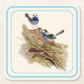 ターコイズの見事なウォーブラー スクエアペーパーコースター (正面)